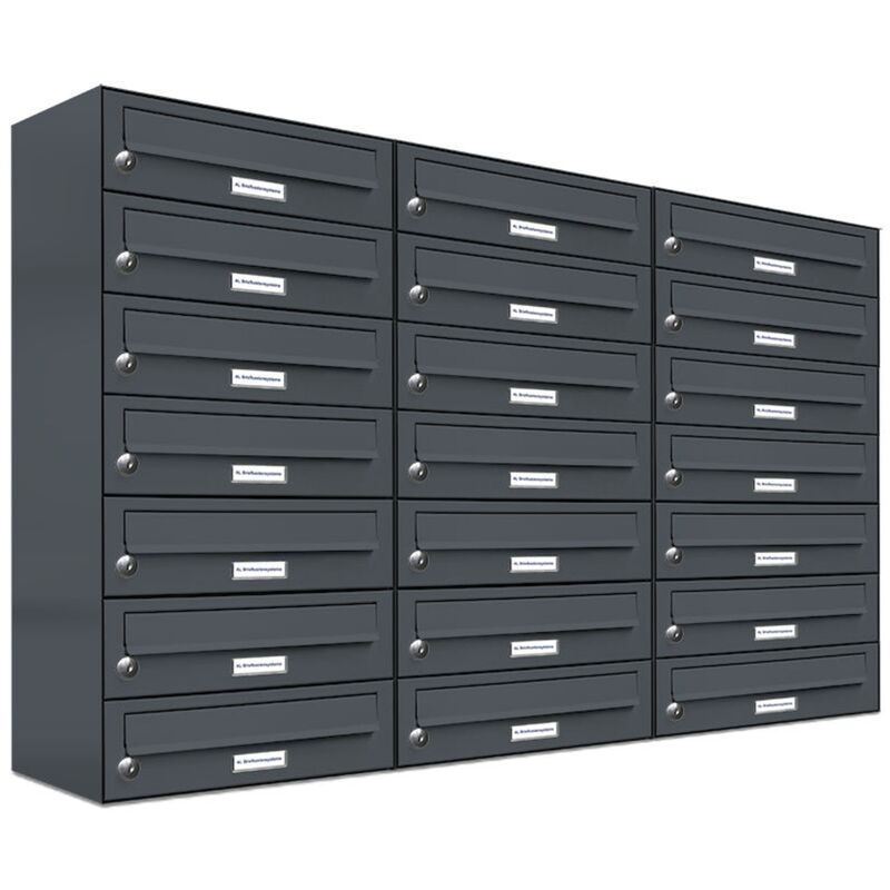 Al Briefkastensysteme - 21er Briefkasten Anthrazit Anlage 21 Fach Wandbriefkasten Postkasten