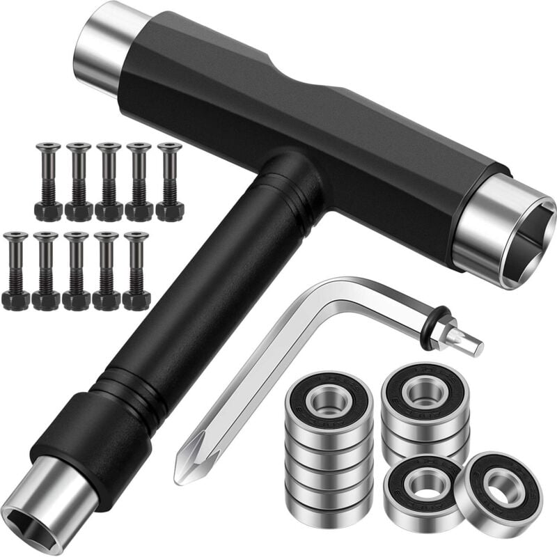 ZVD - 22-teiliges multifunktionales Skateboard-Werkzeug – tragbares Skate-Zubehör