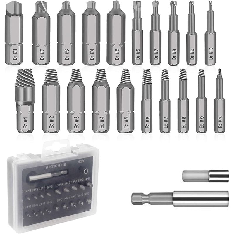 22-teiliges Schraubenausdreher-Set, Werkzeug zum Entfernen abgebrochener Schrauben für 2–12 mm abgebrochene Schrauben oder Bolzen SE22