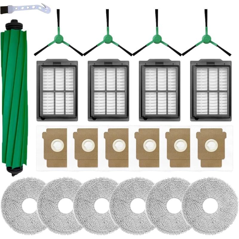 22-teiliges Zubehörset für den iRobot Roomba Plus 405/505 Combo Saugroboter: 1 Hauptbürste, 6 Staubbeutel, 4 Seitenbürsten, 6 HEPA-Filter, 4