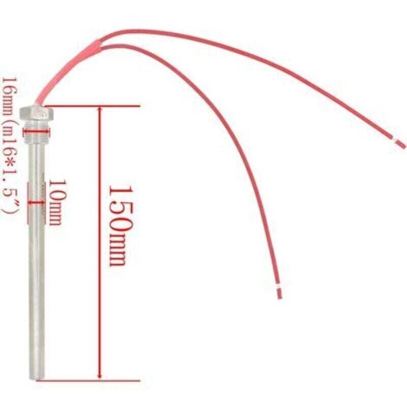 220 V, 300 W, 350 W Zündkerzen für Pelletöfen – 10 mm Durchmesser – 140, 150, 170 mm Länge (M16 x 1,5 mm Gewinde, 150 mm Länge, 300 W) TRIMEC