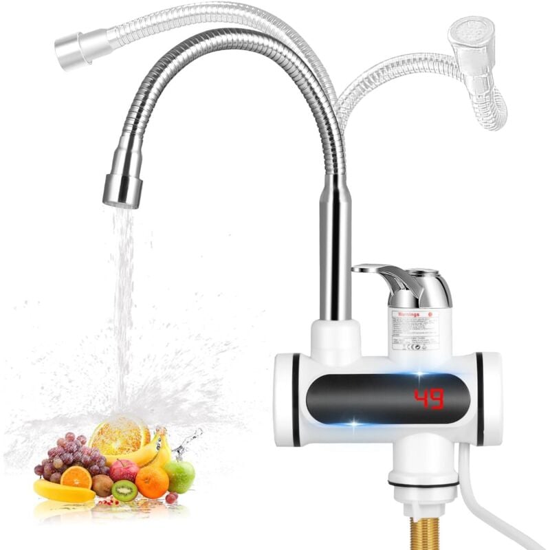220 V 3000 W Sofortheizhahn, elektrischer Wasserhahn mit LED-Anzeige, Durchlauferhitzer für Küchenspüle, Badezimmer