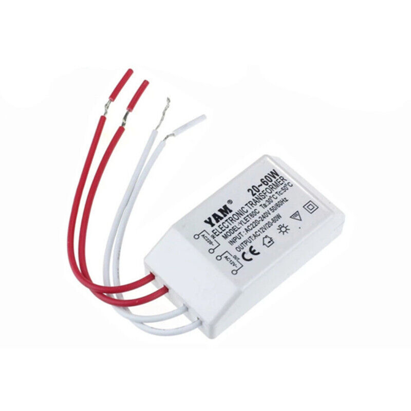 220 V AC 12 V elektronischer Transformator für G4-Halogenlampenbecher, 20–60 W Spannungswandler mit Lampenperlen – intelligenter Netzteiltreiber –