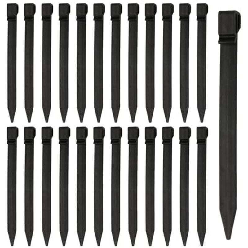 22er-Packung 24,4 cm starke Kunststoffpfähle – Kunststoff-Zeltheringe – Bodenanker mit Haken für schwarze Rasenkanten – Weidezaunpfähle –