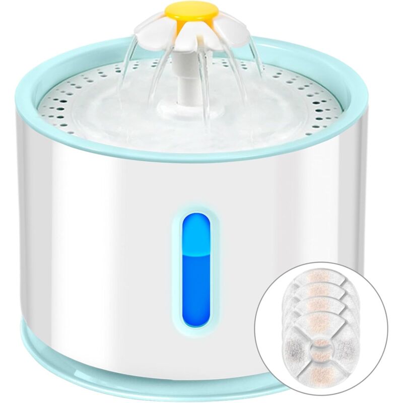 2,4-Liter-Katzenbrunnen, superleiser Trinkbrunnen mit LED-Beleuchtung – Mehrfachfilterung, 3 Wasserdurchflussmodi, 72 Stunden Wasserstillstand