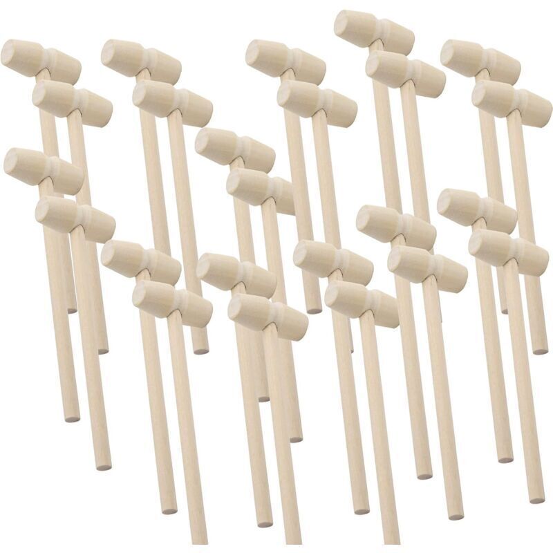 24 Mini-Holzhämmer, Krabben- und Hummerhämmer, Kinderspielzeug zum Knacken von Meeresfrüchteschalen, ideal für Schokoladenbastelarbeiten