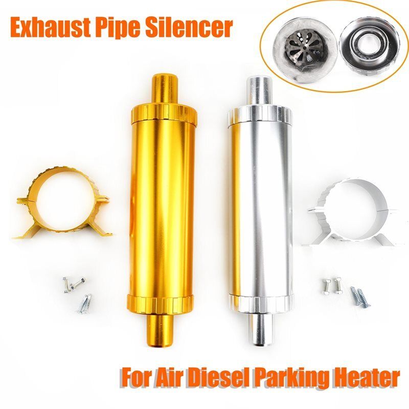 24 mm Schalldämpfer, Geräuschreduzierer, Auspuffrohr für Standheizung, Edelstahl, Rund, für Auto, LKW, Wohnwagen, Wohnmobil, Silberfarben