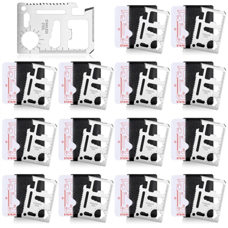 24 Sets Edelstahl 11-in-1 Survival Taschenwerkzeuge Multitool Brieftasche Karte Mehrzweckwaage Doppelwerkzeug