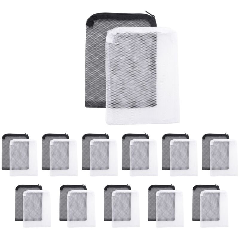 24 StüCk Aquarium Filter Beutel Media Mesh Filter Tasche Wiederverwendbarer Mesh Tasche für Granular Carbon, Bioball und Schwarz