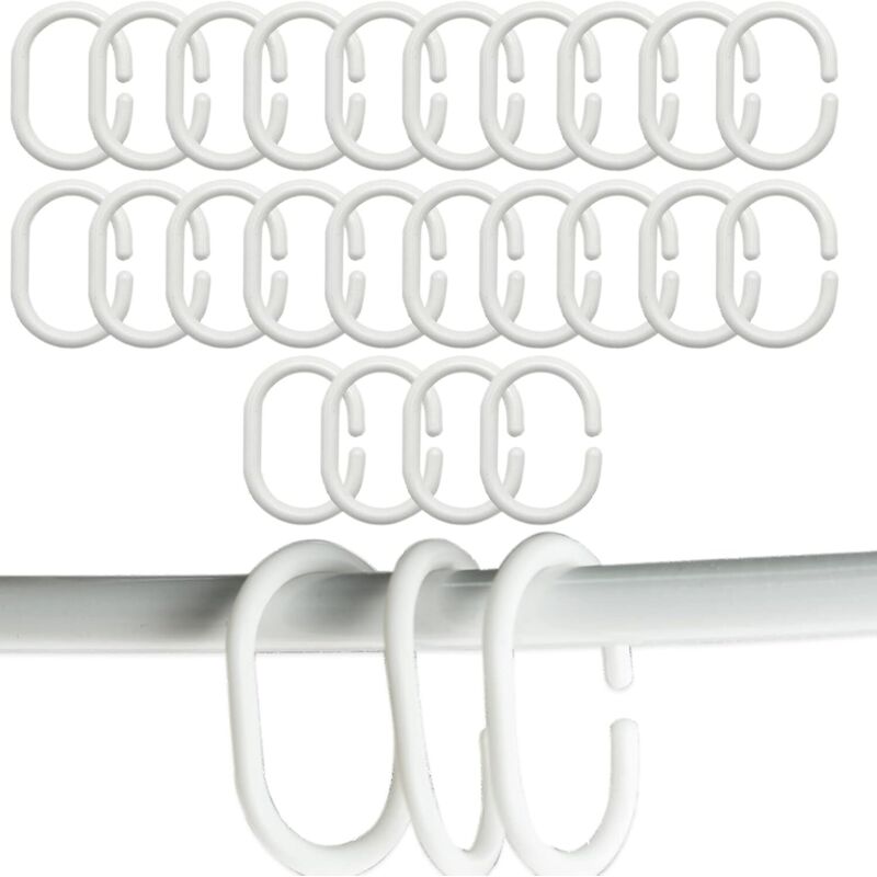 Lablanc - 24 Stück C-förmige Duschvorhangringe aus Kunststoff, Vorhanghaken für Türvorhang, Fenstervorhang
