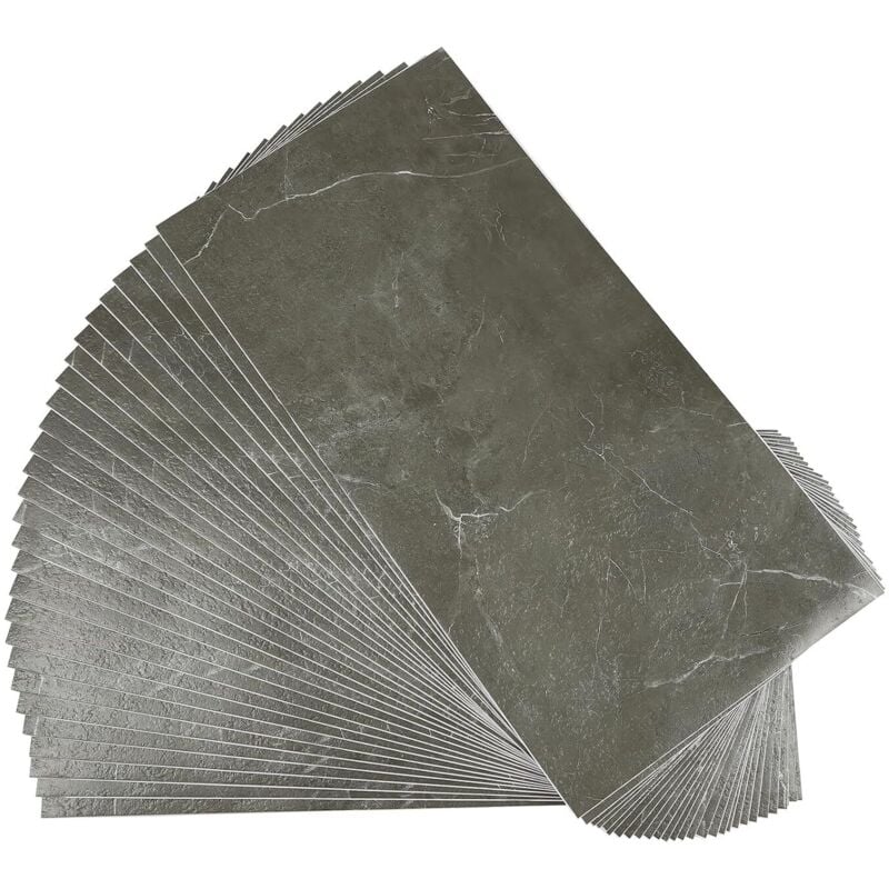 24 Stück pvc Bodenbelag Selbstklebend, 60 x 30 cm Vinylboden Selbstklebend Bodenfliesen Wasserdicht Fliesen für Wohnzimmer Küchen Büro (Grau)