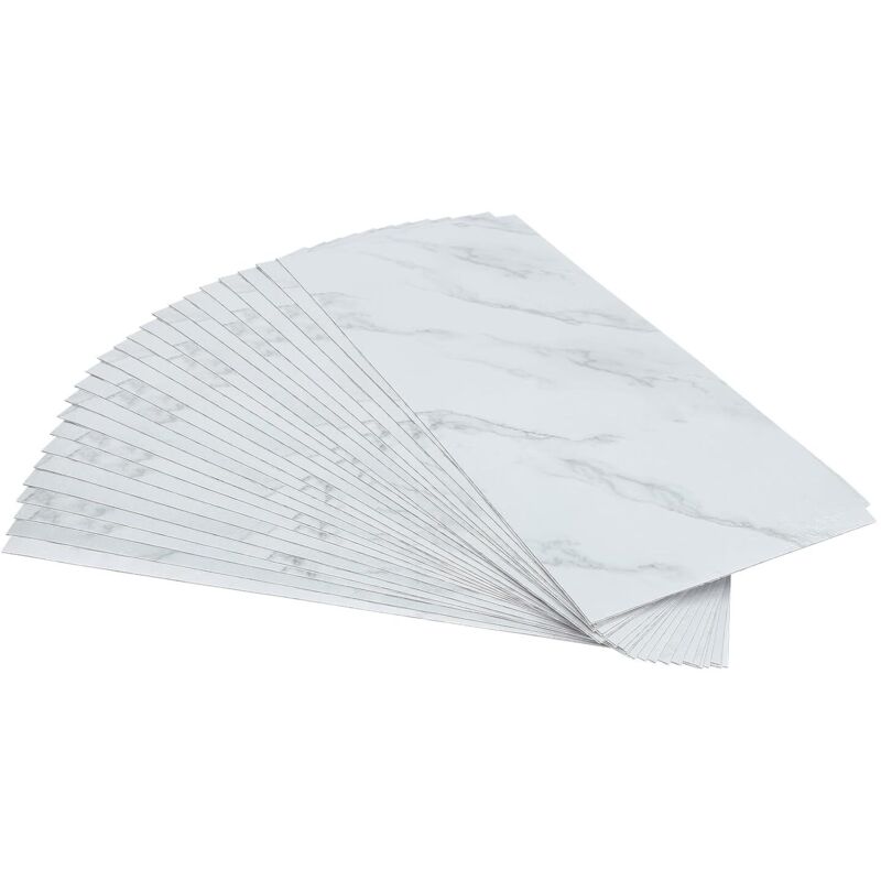 24 Stück PVC Bodenbelag Selbstklebend, 60 x 30 cm Vinylboden Selbstklebend Bodenfliesen Wasserdicht Fliesen für Wohnzimmer Küchen Büro (Weiß)