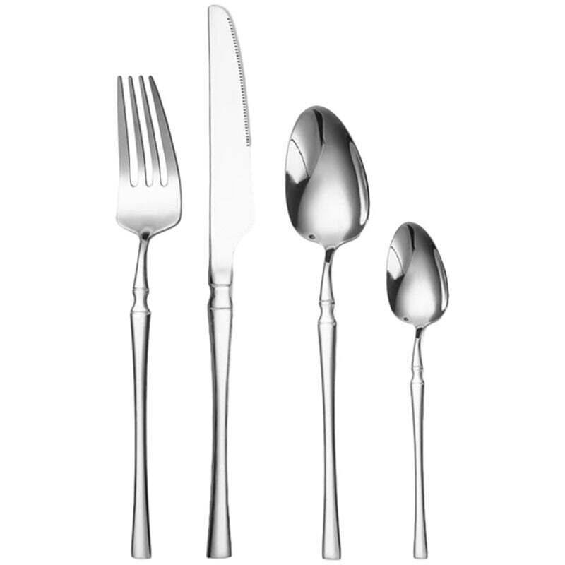 24-teiliges Silberbesteck-Set für 6 Personen, modernes Edelstahl-Besteck-Set, hochglanzpoliert, spülmaschinenfest, inklusive Messer