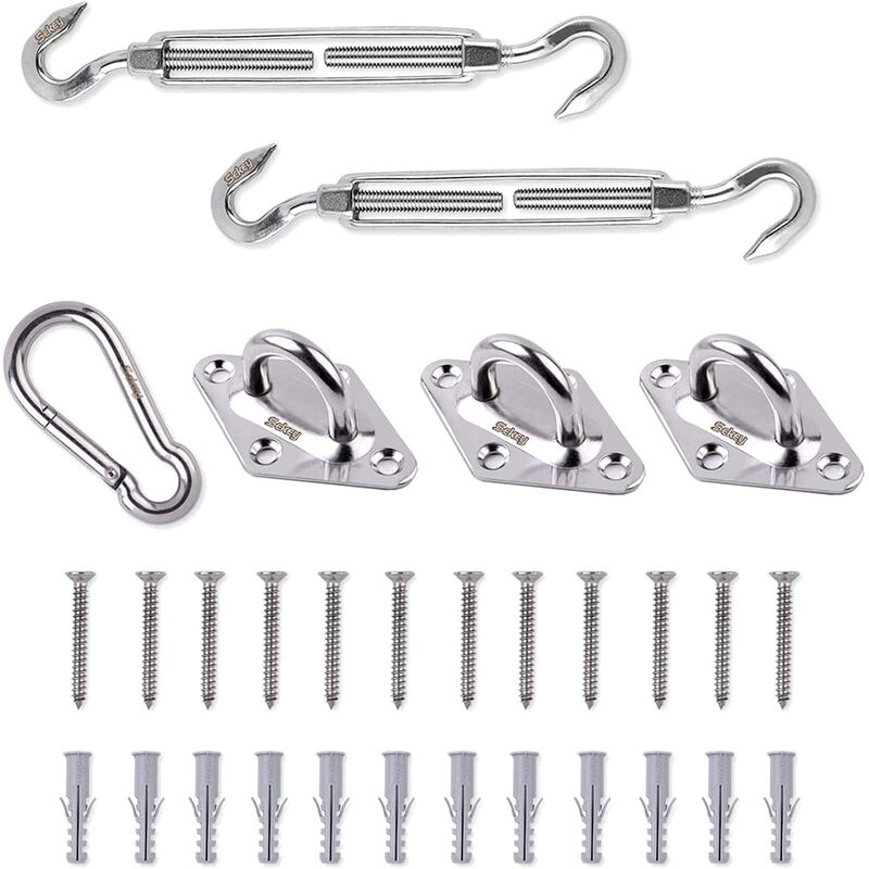 Sonnensegel-Befestigungsset, Edelstahl-Sonnensegel-Befestigungs-Befestigungs-Kit, 30-teilig