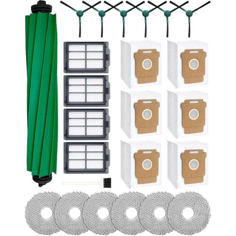 24-teiliges Zubehörset für den iRobot Roomba Plus 405 Combo/505 Combo Saugroboter: 1 Hauptbürste, 6 Staubbeutel, 6 Reinigungspads, 4 Filter, 6