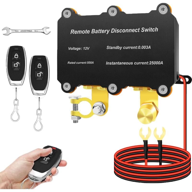 24 V 500 A Fern-Batterietrennschalter für LKW, automatischer Notausschalter, Batterietrennschalter mit Diebstahlschutz für Pkw, LKW, Wohnmobile,
