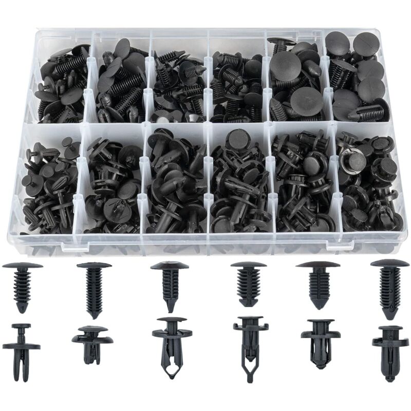 240 Stück Stoßstangenklammern, Autoklammern, Kunststoffnieten, Befestigungselemente, Push-Retainer-Kit, gängigste Größen, Auto-Push-Pin-Nieten-Set
