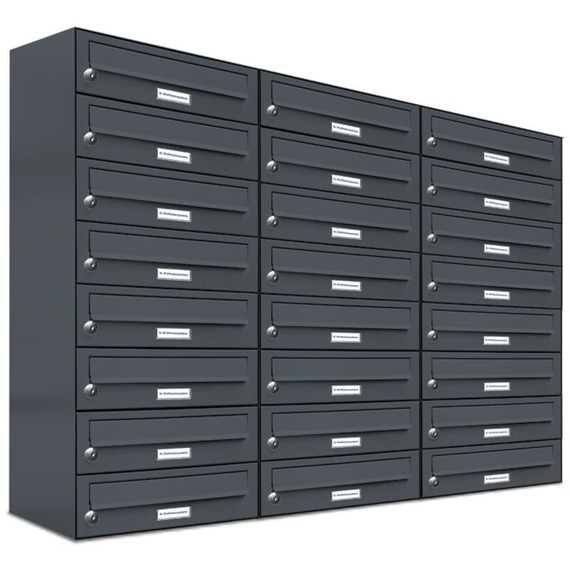 24er Briefkasten Anthrazit Anlage 24 Fach Wandbriefkasten Postkasten