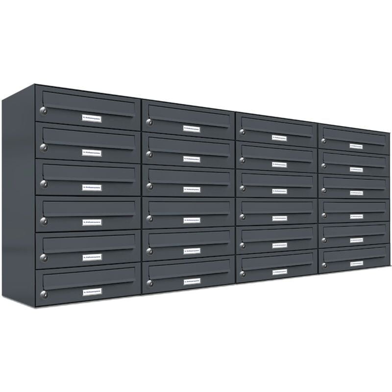 24er Briefkasten Anthrazit Anlage 24 Fach Wandbriefkasten Postkasten
