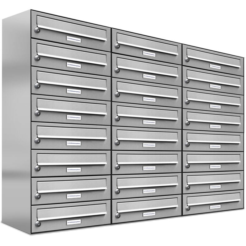 Al Briefkastensysteme - 24er Edelstahl Briefkasten Anlage 24 Fach Wandbriefkasten Postkasten