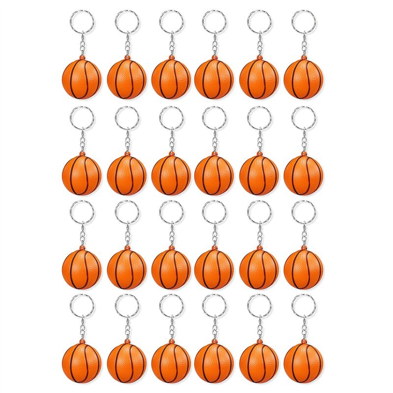 Tlily - 24Er-Pack Basketball-SchlüSselanhäNger, Mini-Basketball-Stressball-SchlüSselanhäNger, Sportball-SchlüSselanhäNger, Schulkarnevalsbelohnung