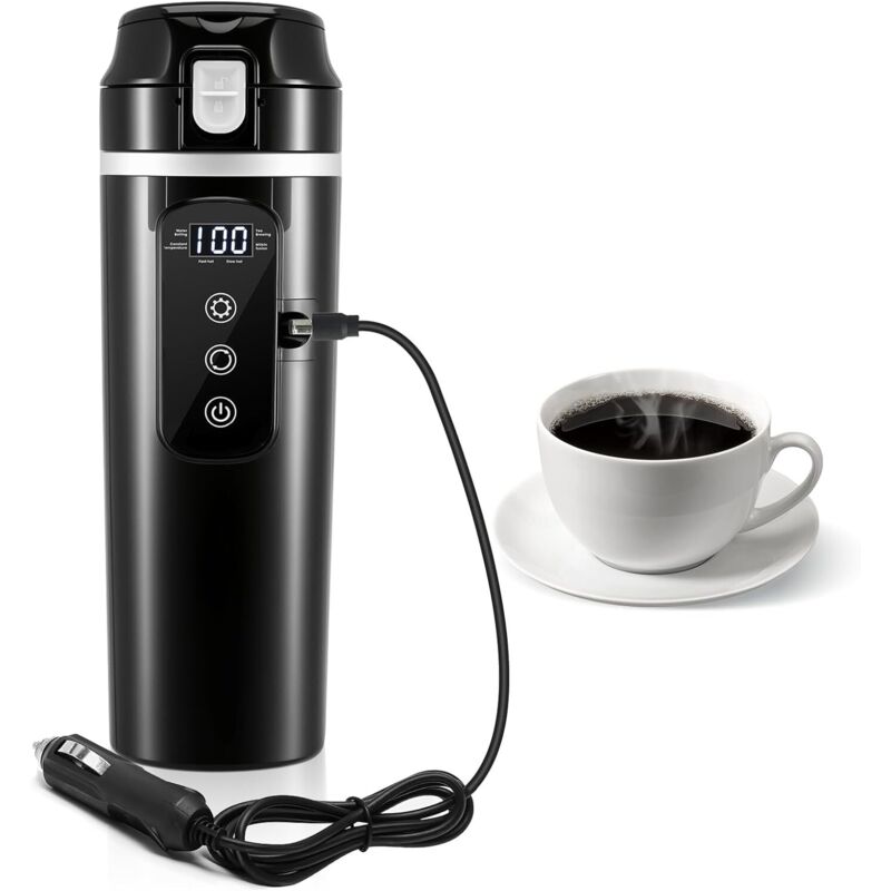 24V/12V Auto-Wasserkocher, Reise-Elektro-Heizbecher, 500ml Auto-Wasserkocher und Kaffeetasse, Elektrofahrzeug-Heizwasserbecher mit