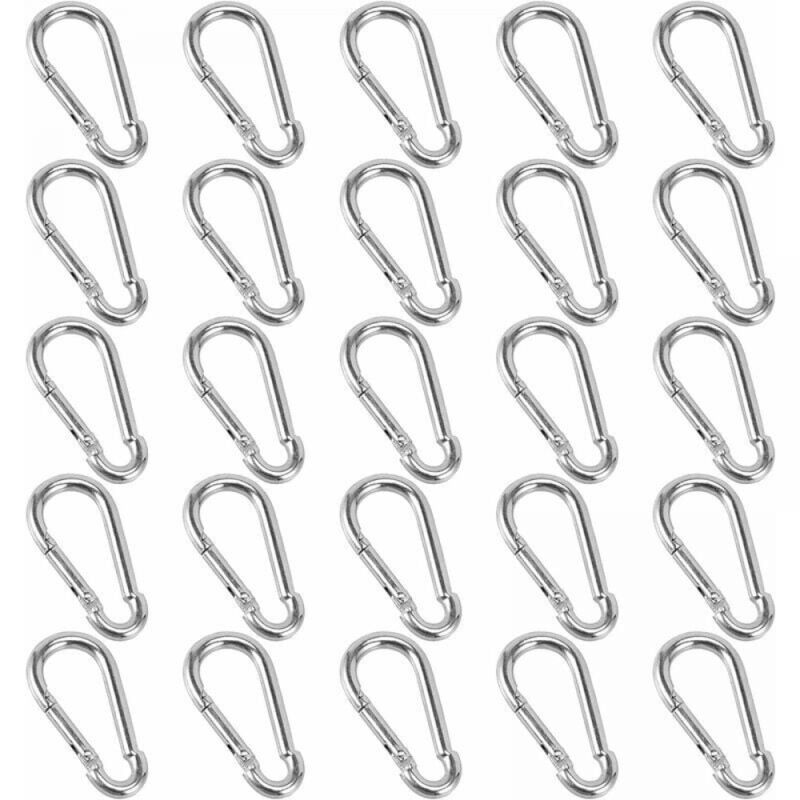 25 Karabiner, 40 x 4 mm kleine Karabiner, Schlüsselring-Karabiner für Rucksäcke, Hundeleinen, Camping, Angeln, Reisen