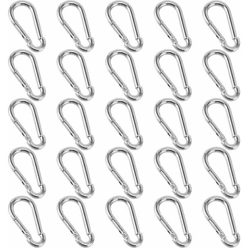 25 Stück Karabiner, 40 x 4 mm kleiner Karabiner, Schlüsselanhänger-Karabiner für Rucksäcke, Hundeleinen, Camping, Angeln, Reisen –