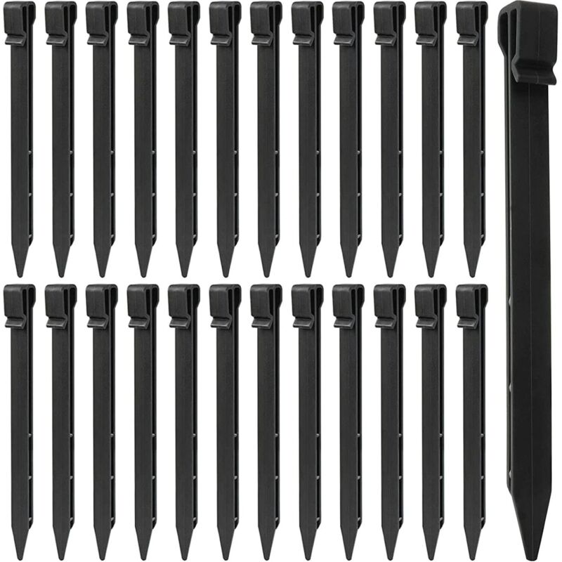 25 Stück Kunststoff-Bodenpfähle, 25 cm Landschaftsrandpfähle, robuste Zeltheringe, Ankerspikes für Zelte, Bretter, Decks, Kanten, Rasen, Garten,