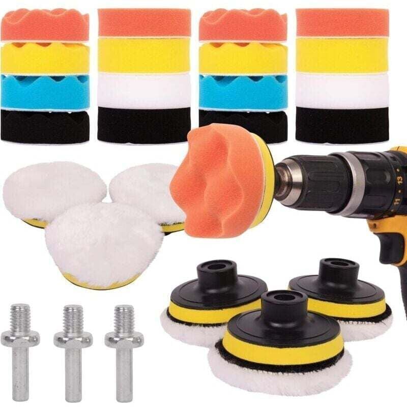 25-teiliges Autopolier-Set – Polierpads für M10/M14-Bohrschrauber, Akkuschrauber und Poliermaschinen – verschiedene Härtegrade