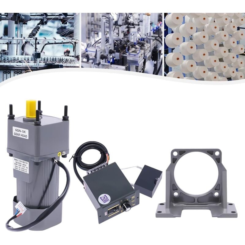 250W Getriebemotor, Motor Getriebemotor, stufenlos regelbarer Motor mit Regler, 220V 0-270 rpm