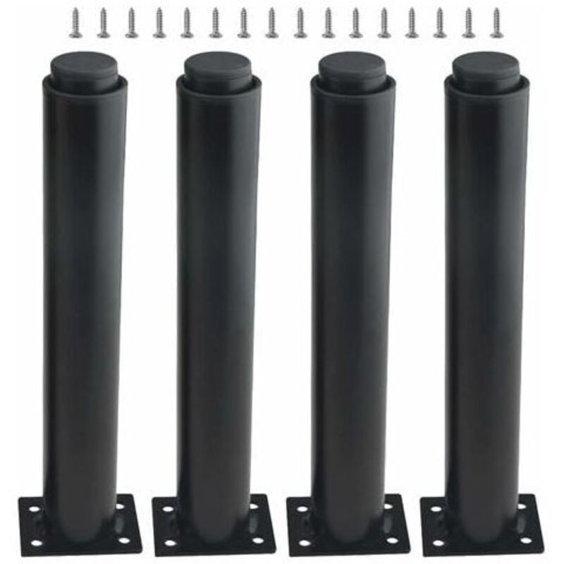 Mumu - 25–42 cm, schwarz) Set mit 4 robusten, verstellbaren Möbelbeinen aus Metall für Tische, Betten, Sofas