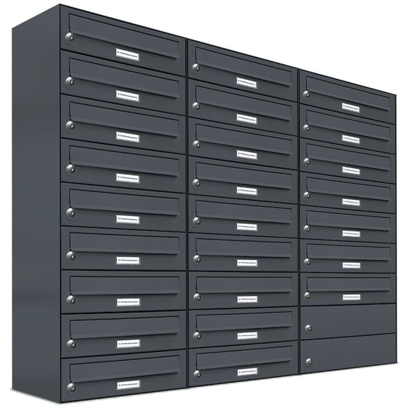 Al Briefkastensysteme - 25er Briefkasten Anthrazit Anlage 25 Fach Wandbriefkasten Postkasten