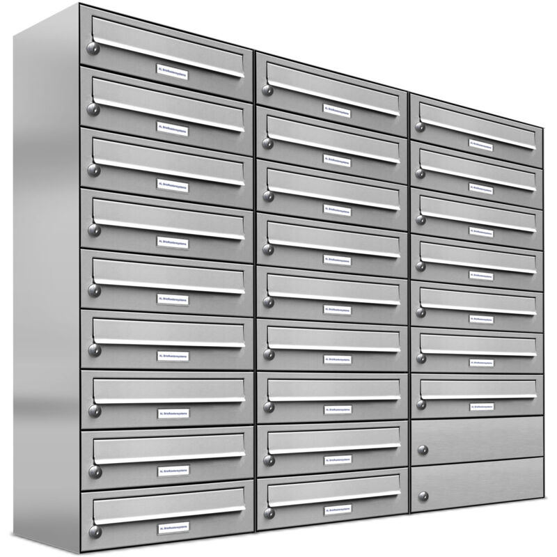 Al Briefkastensysteme - 25er Edelstahl Briefkasten Anlage 25 Fach Wandbriefkasten Postkasten