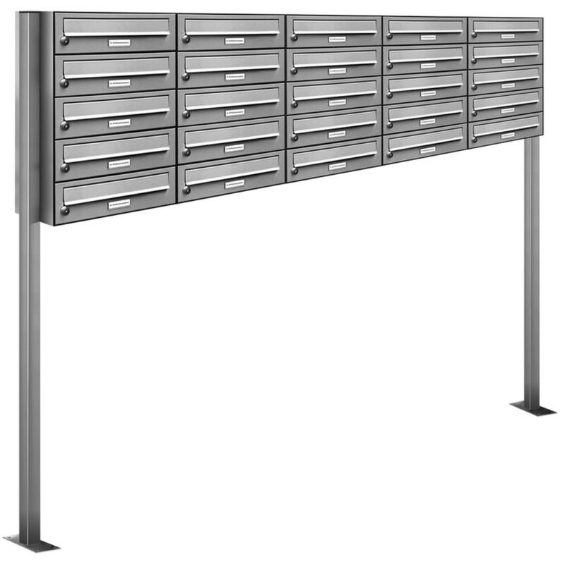 25er Edelstahl Stand Briefkasten Anlage Freistehend