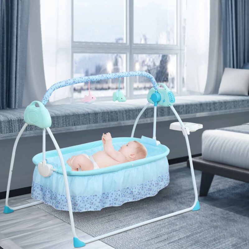 Gojoy - 25kg 5 Gang Elektrische automatische Babywiege Babyschaukel Mit Matte Babywippe Babywiege Neugeborene MP3