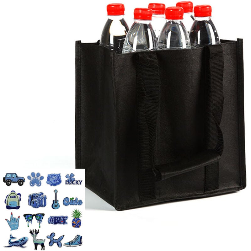27 x 18 x 27 cm große Flaschentragetasche, 6 Fächer für 6 1,5-Liter-Flaschen, reißfestes und wasserdichtes Gewebe, ideal für Wasser, Wein und Bier,