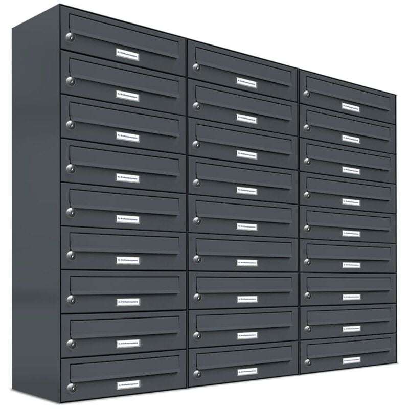 Al Briefkastensysteme - 27er Briefkasten Anthrazit Anlage 27 Fach Wandbriefkasten Postkasten