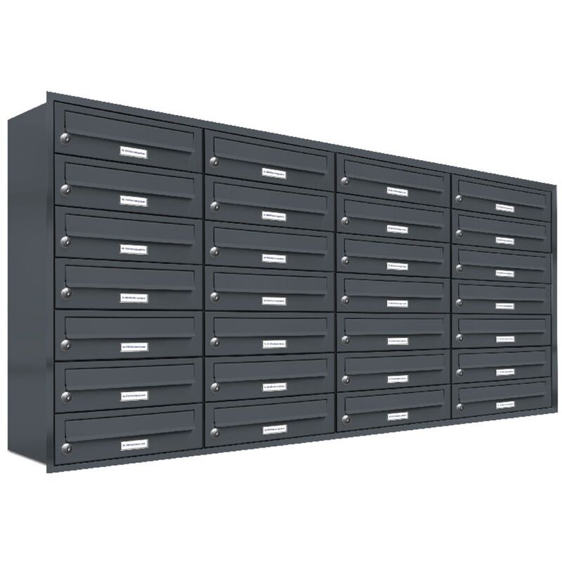 Al Briefkastensysteme - 28er Briefkasten Anlage Unterputz Montage ral 7016 Anthrazit