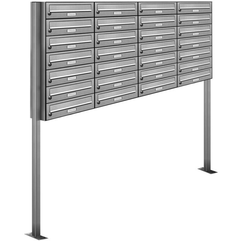 Al Briefkastensysteme - 28er V2A Edelstahl Standbriefkasten Anlage Freistehend