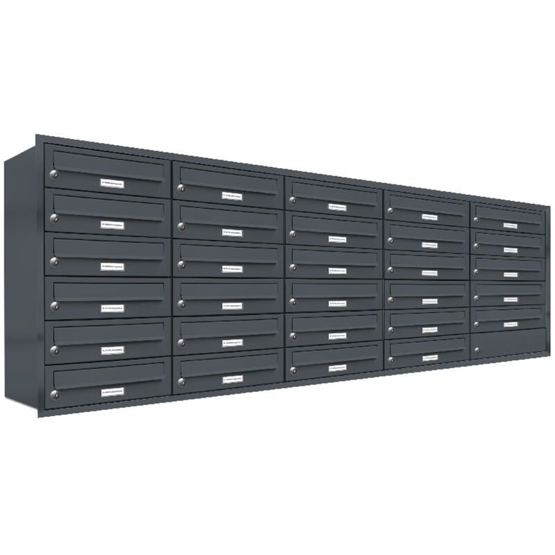 Al Briefkastensysteme - 29er Briefkasten Anlage Unterputz Montage ral 7016 Anthrazit