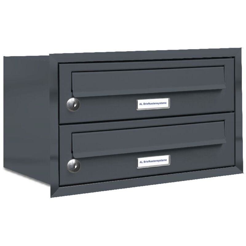 2er Briefkasten Anlage Unterputz Montage RAL 7016 Anthrazit