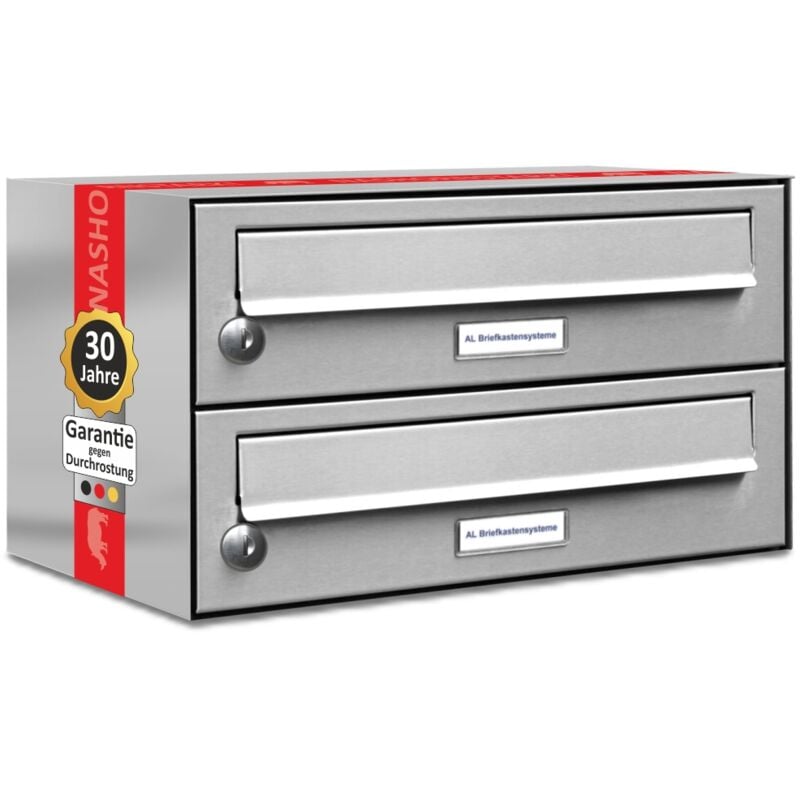 Al Briefkastensysteme - 2er Edelstahl Briefkasten Anlage 2 Fach Wandbriefkasten Postkasten