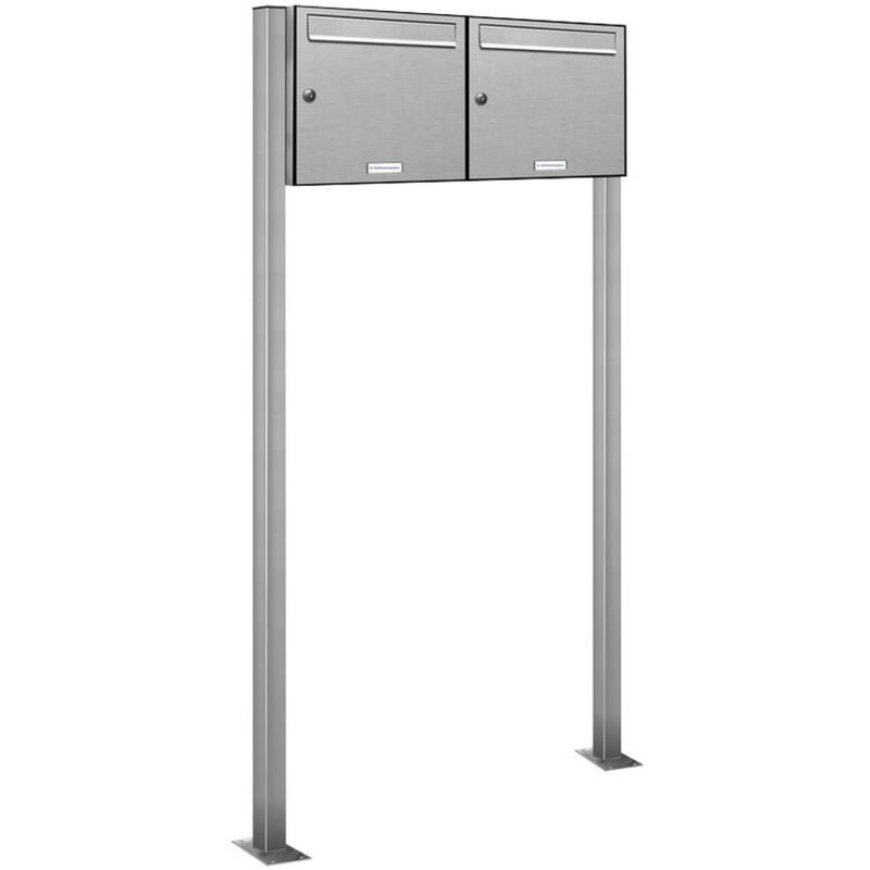 2er Edelstahl Standbriefkasten Anlage Freistehend