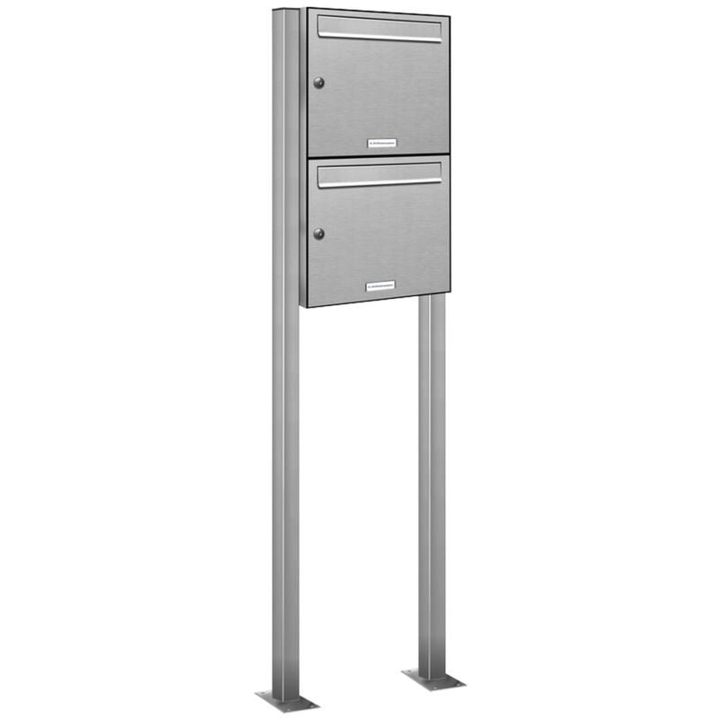 2er Edelstahl Standbriefkasten Anlage Freistehend