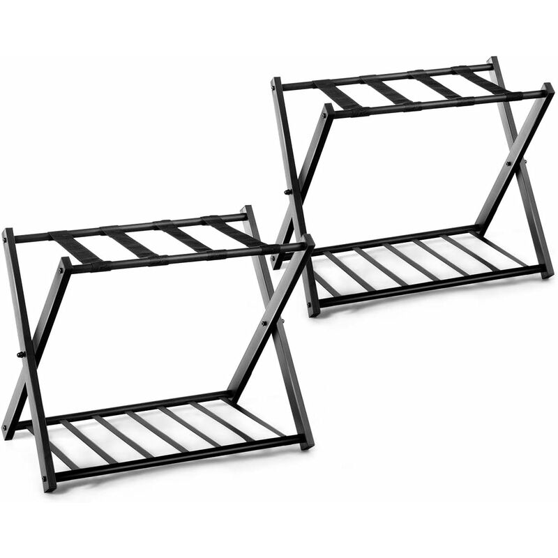 GOPLUS 2er Klappbare Gepaeckablage, Kofferablage mit Zusaetzlicher Ablageflaeche, Kofferbock, Koffer-Hocker aus Metall, Kofferaufbewahrung für