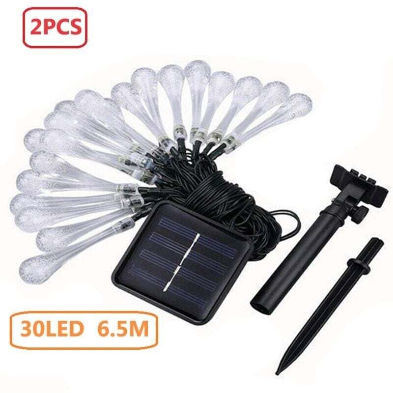 2er-Pack 30 LED-Solarleuchten für den Innen- und Außenbereich, 6,5 m, 8 Modi, IP65, wasserdicht, Gartenleuchten, Blu Ray