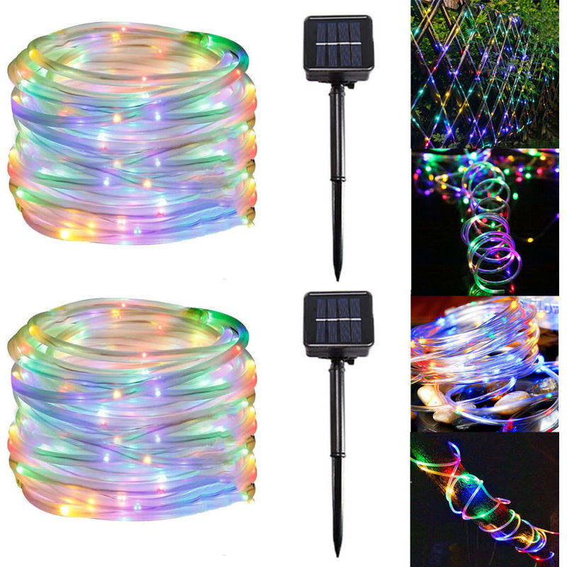 2er-Pack 7 m lange LED-Solar-Lichterkette aus Kupferdraht, wasserdicht, für den Außenbereich, z. B. für Weihnachtsbaum und Garten