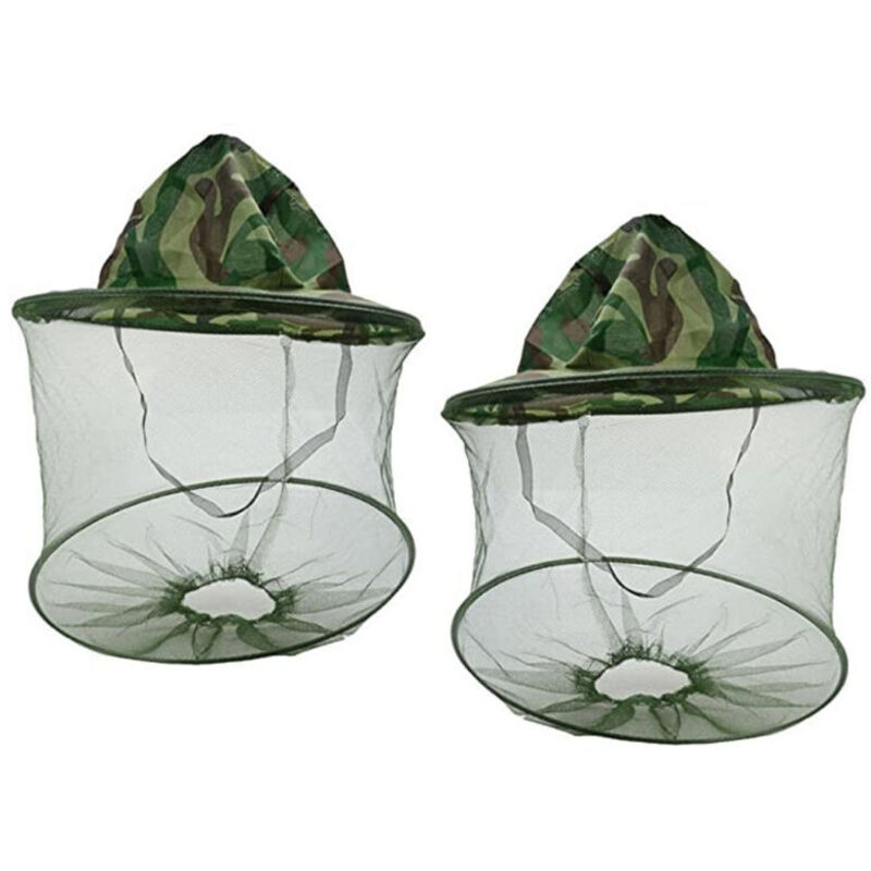 2er-Pack Camouflage Imkerei Imker Mückenschutz Bienen Insekten Fliegenmaske Beanie Mütze mit Kopf Mesh Netz Visier Visier Outdoor Angelausrüstung