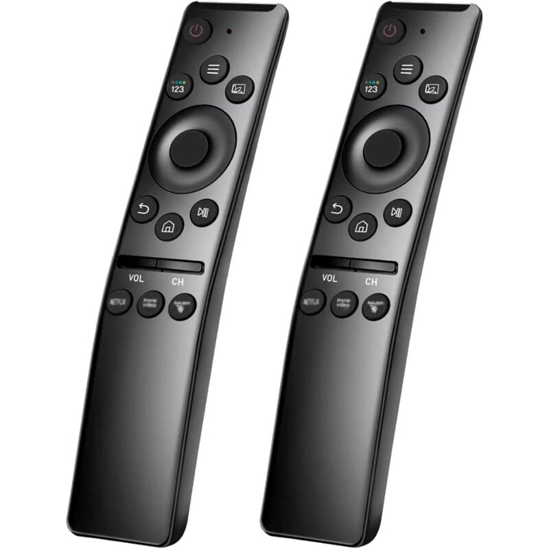 2er-Pack Ersatzfernbedienungen für Samsung Smart-TVs mit 3 Schnellzugriffstasten (Netflix, Prime Video, Rakuten TV). Kompatibel mit allen Samsung